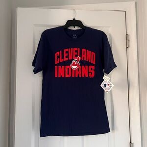 Majestic MLB Cleveland Indians Genuine Merchandise Number 1 Dad Shirt Size Small